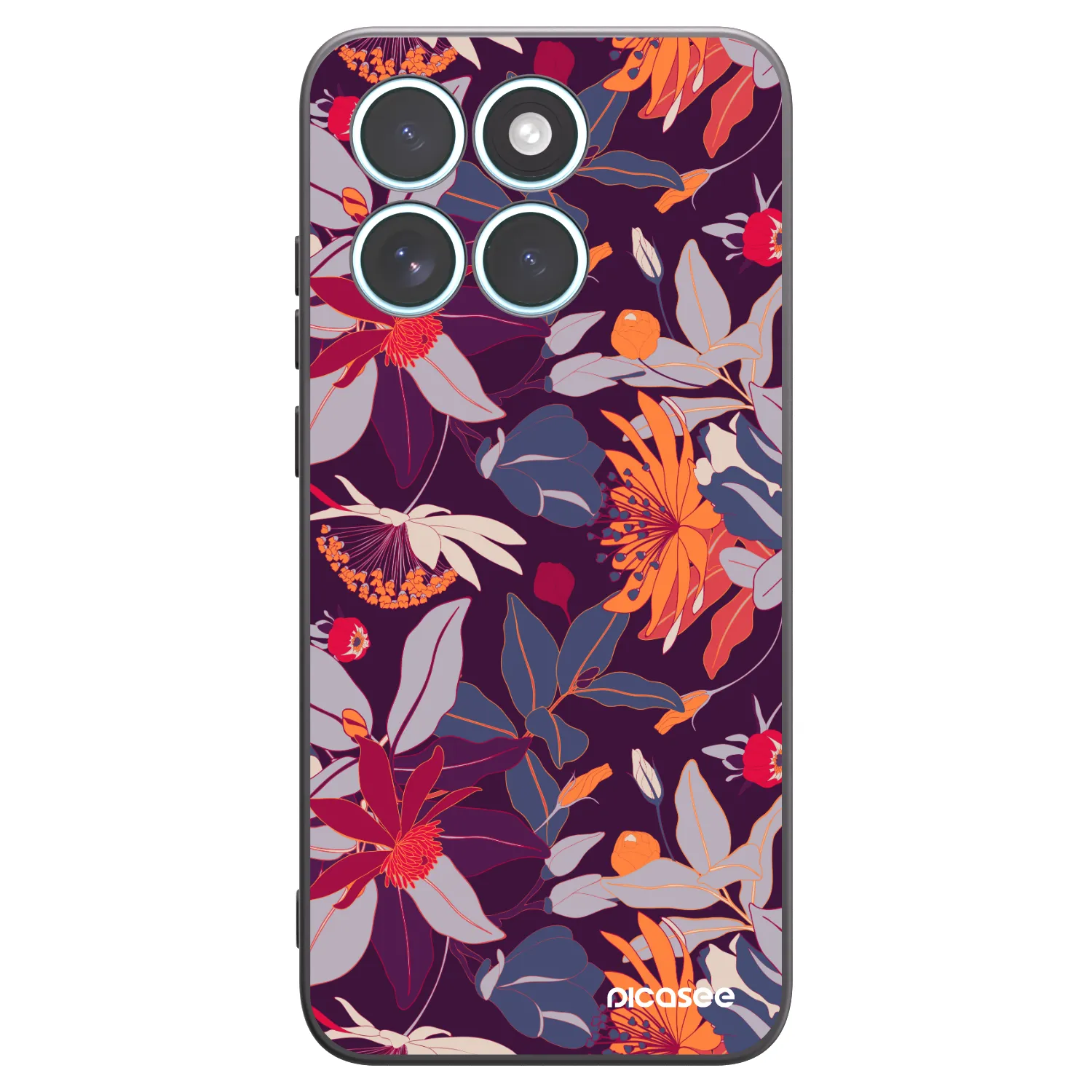 Picasee silikonowe czarne etui na Motorola Edge 70 Fusion - Purple Leaf