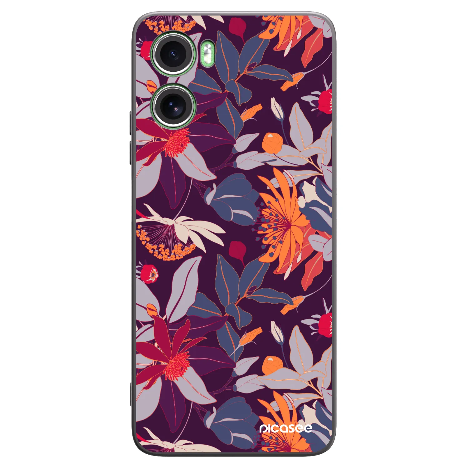 Picasee silikonowe czarne etui na Motorola Moto G06 - Purple Leaf