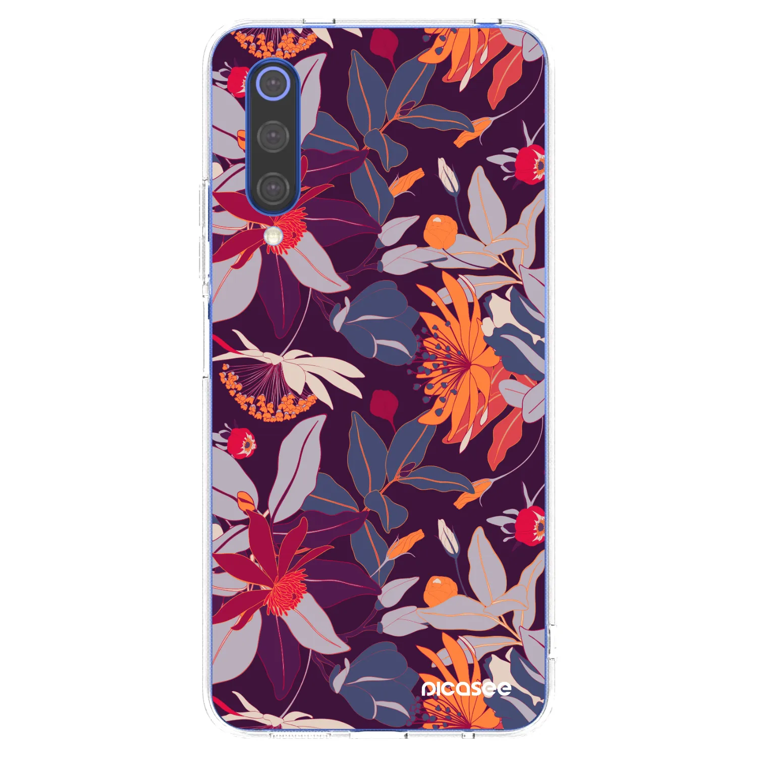 Picasee silikonowe przeźroczyste etui na Xiaomi Mi 9 SE - Purple Leaf