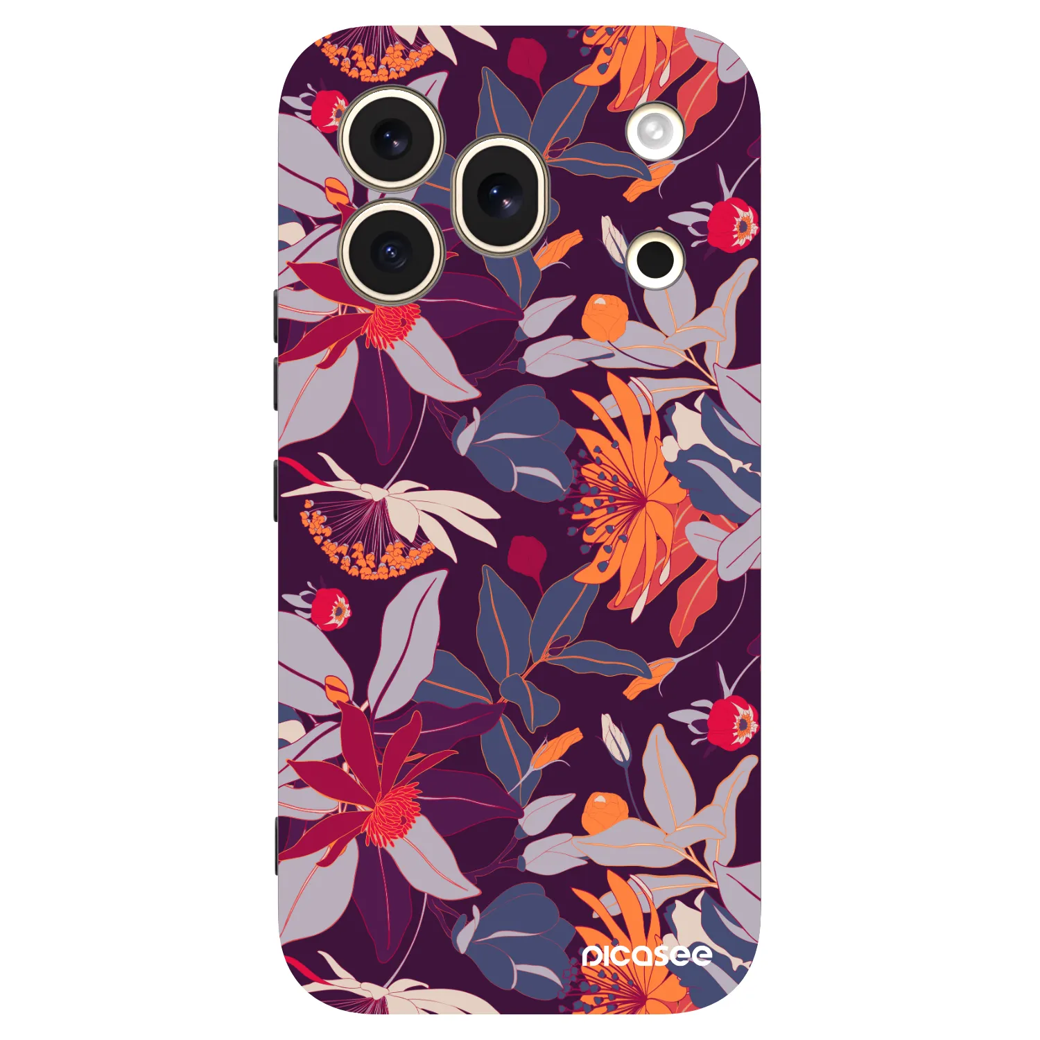 Picasee silikonowe czarne etui na Honor 600 Pro - Purple Leaf