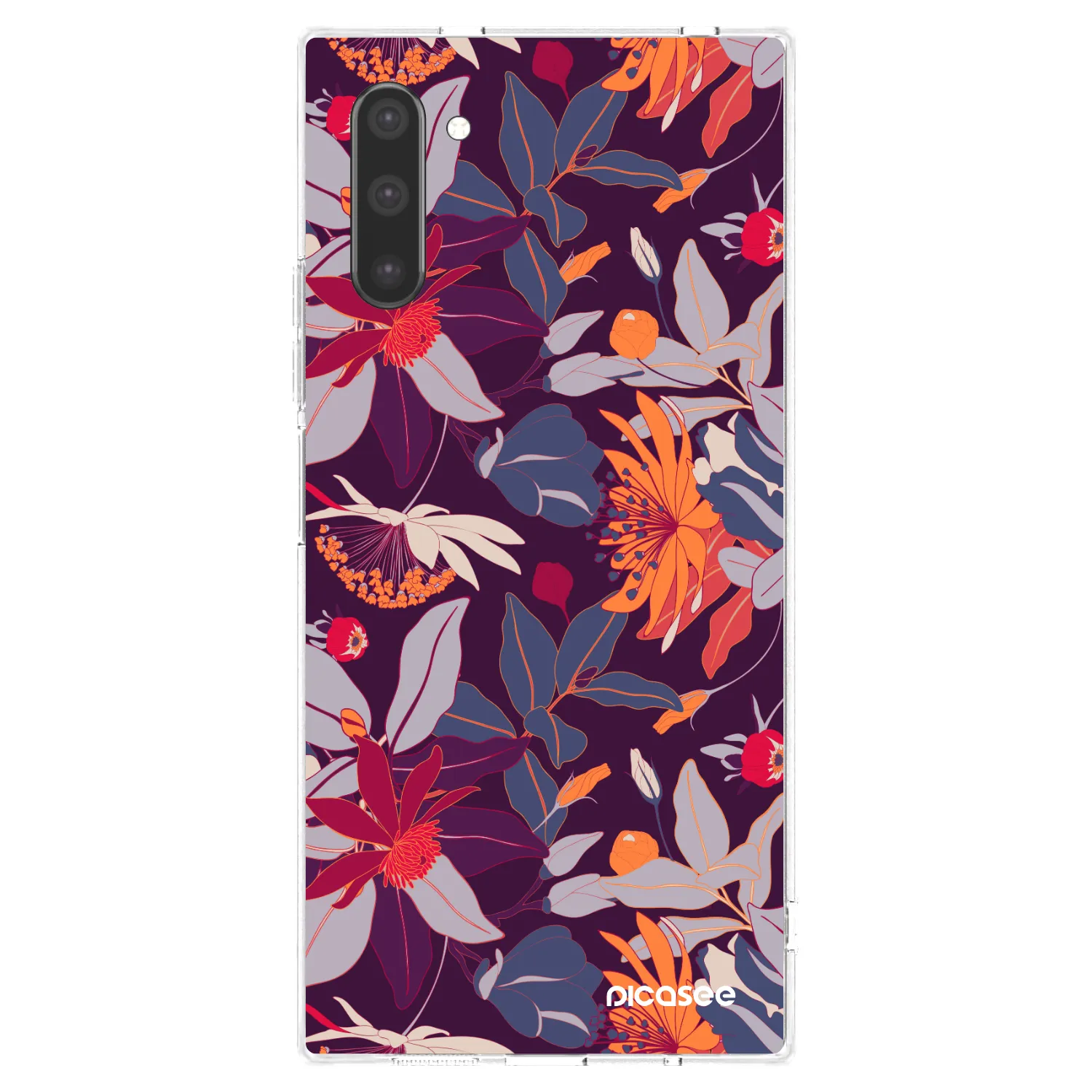 Picasee silikonowe przeźroczyste etui na Samsung Galaxy Note 10 N970F - Purple Leaf
