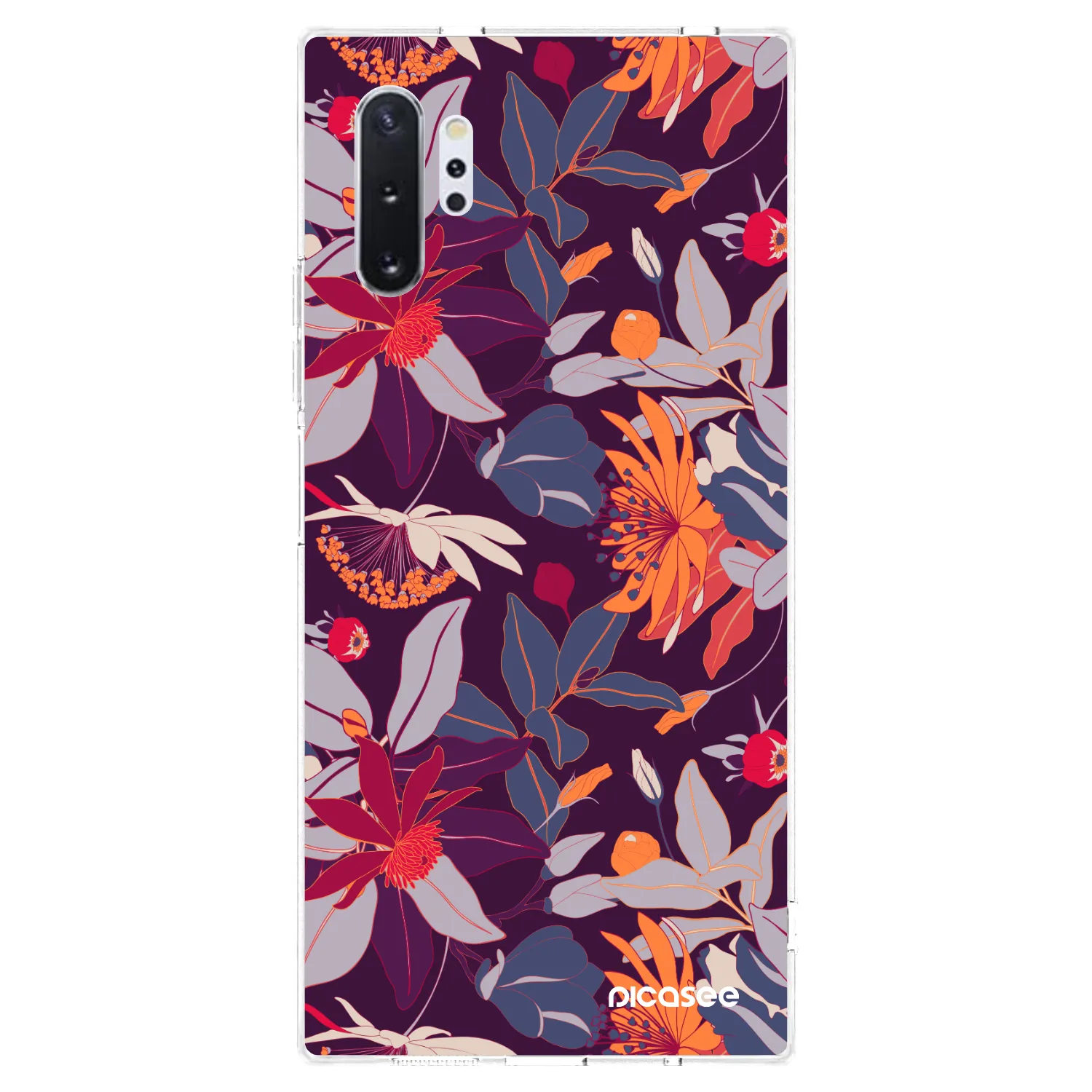 Picasee silikonowe przeźroczyste etui na Samsung Galaxy Note 10+ N975F - Purple Leaf
