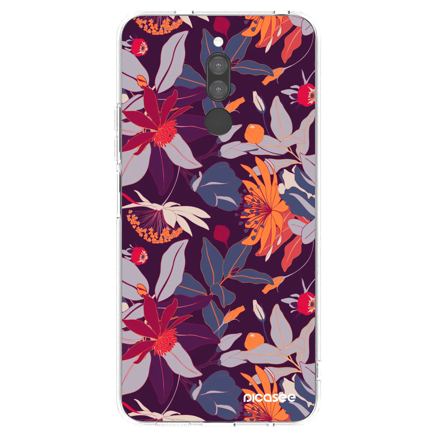 Picasee silikonowe przeźroczyste etui na Xiaomi Redmi 8 - Purple Leaf