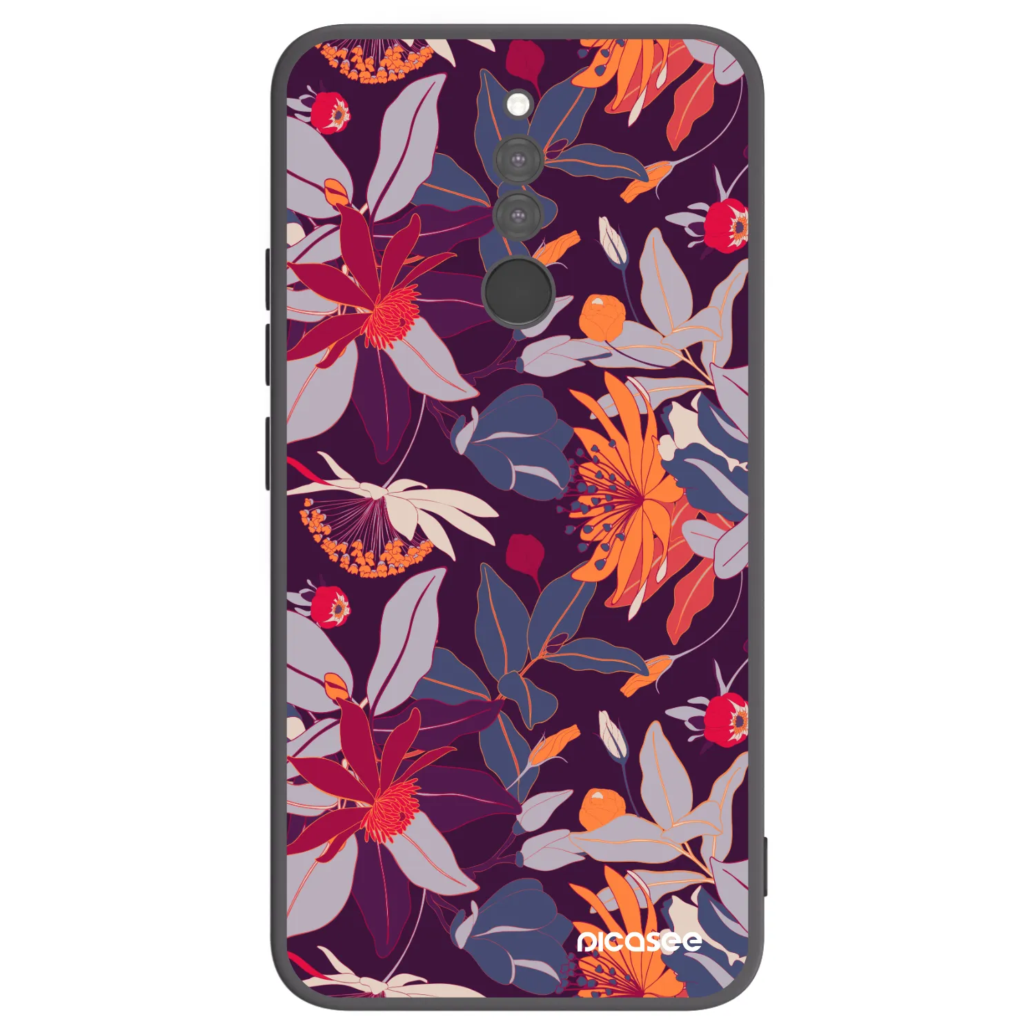 Picasee silikonowe czarne etui na Xiaomi Redmi 8 - Purple Leaf