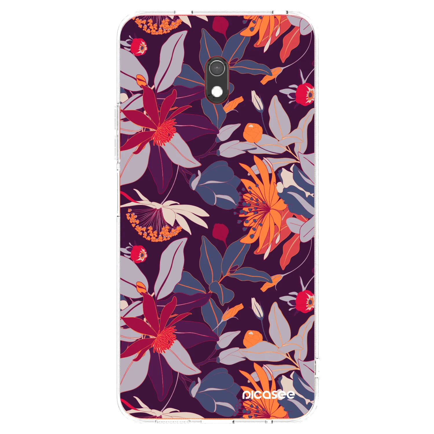Picasee silikonowe przeźroczyste etui na Xiaomi Redmi 8A - Purple Leaf