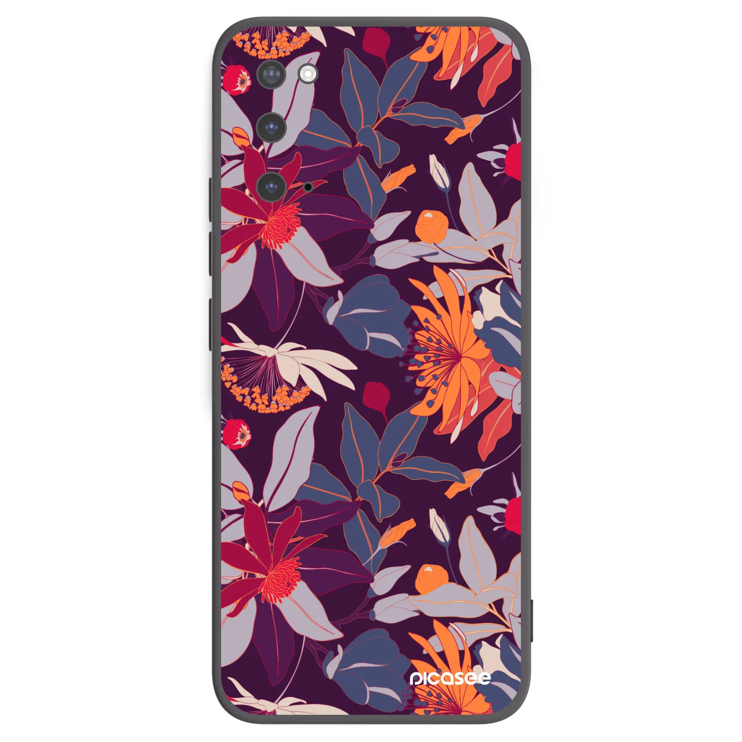 Picasee silikonowe czarne etui na Samsung Galaxy S20 G980F - Purple Leaf