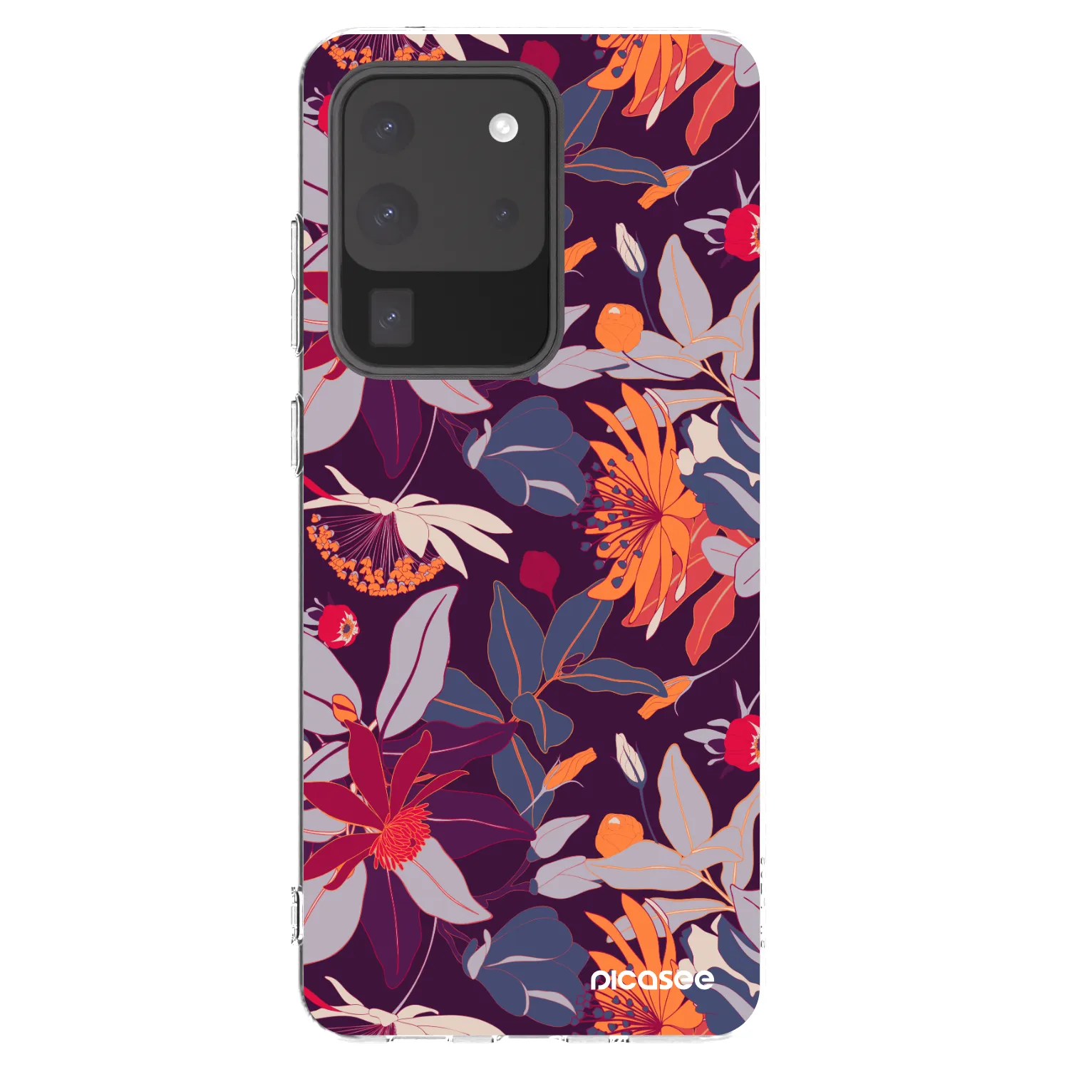 Picasee silikonowe przeźroczyste etui na Samsung Galaxy S20 Ultra 5G G988F - Purple Leaf