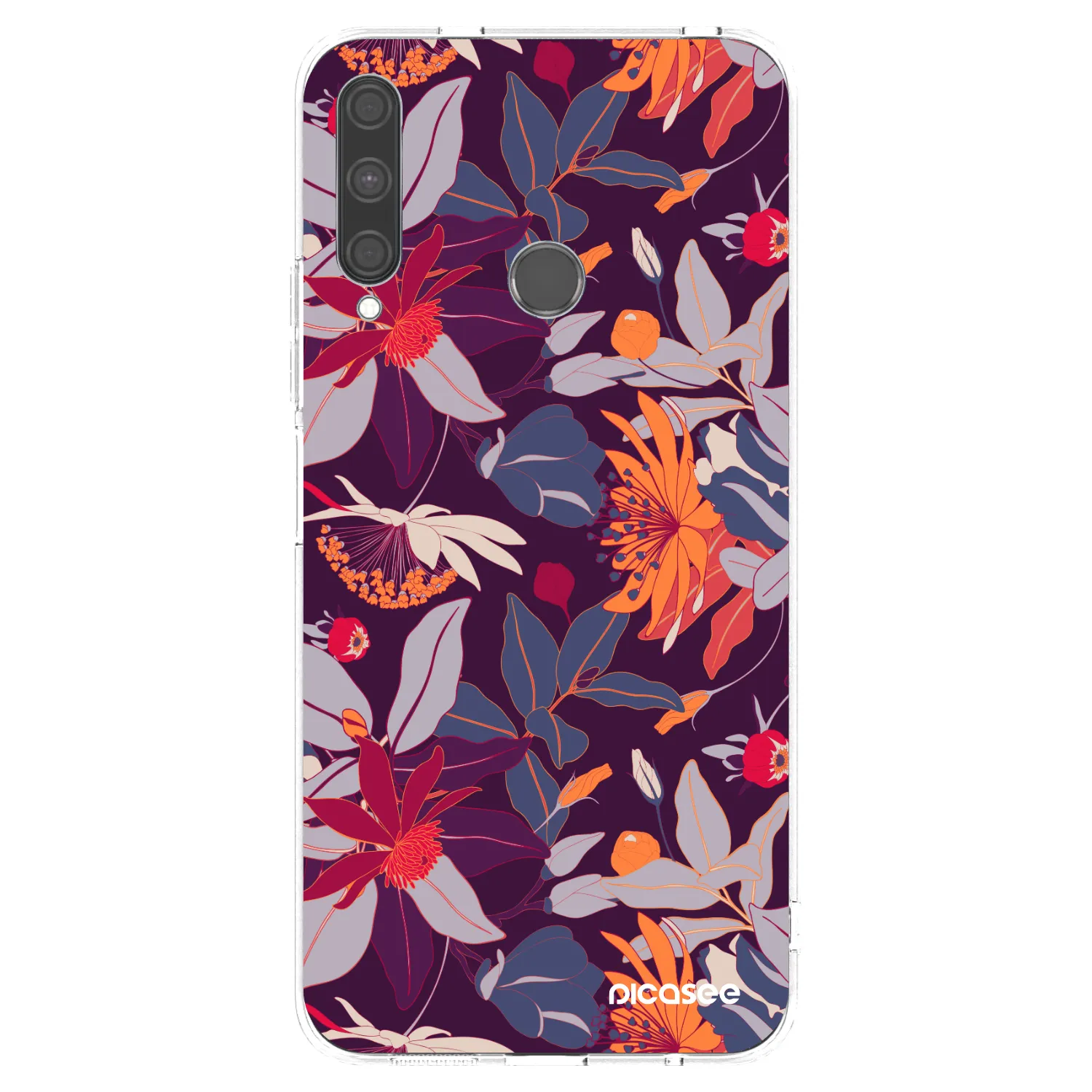 Picasee silikonowe przeźroczyste etui na Huawei P40 Lite E - Purple Leaf