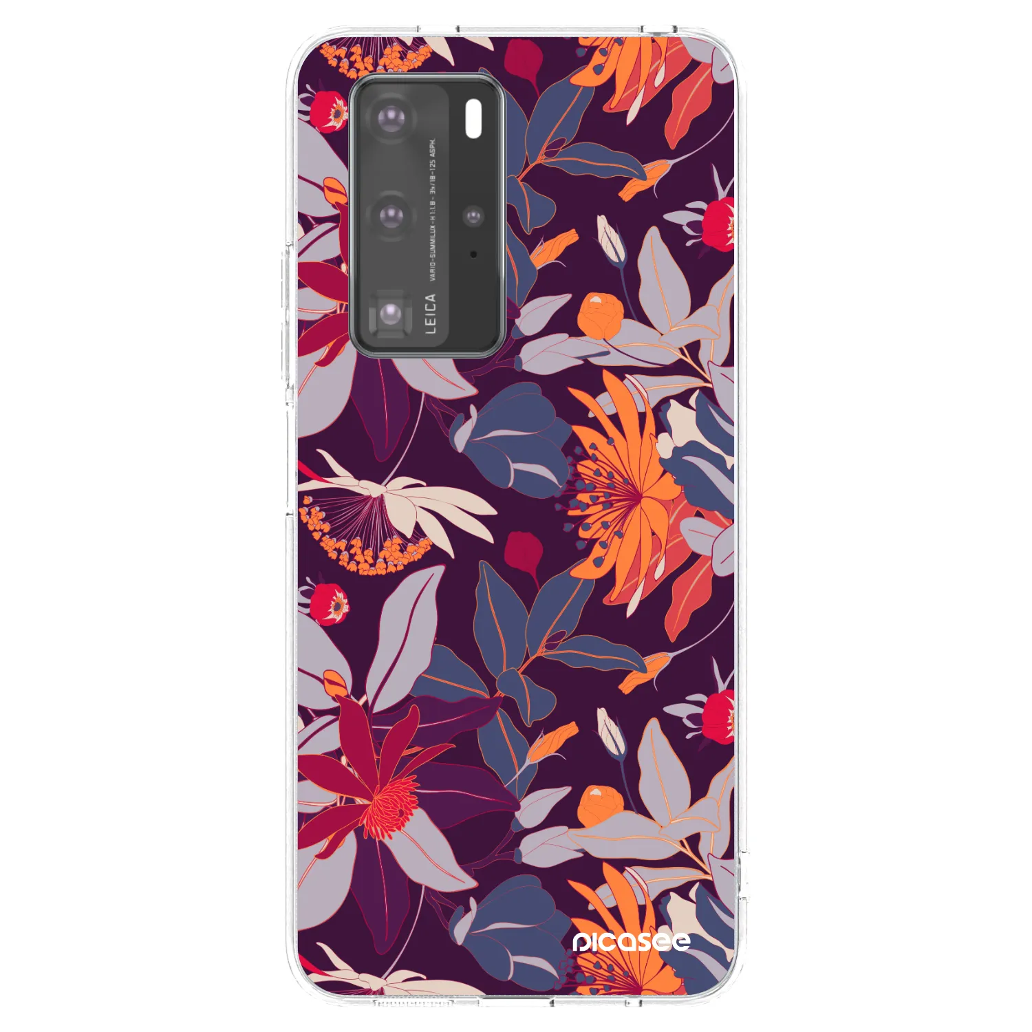Picasee silikonowe przeźroczyste etui na Huawei P40 Pro - Purple Leaf
