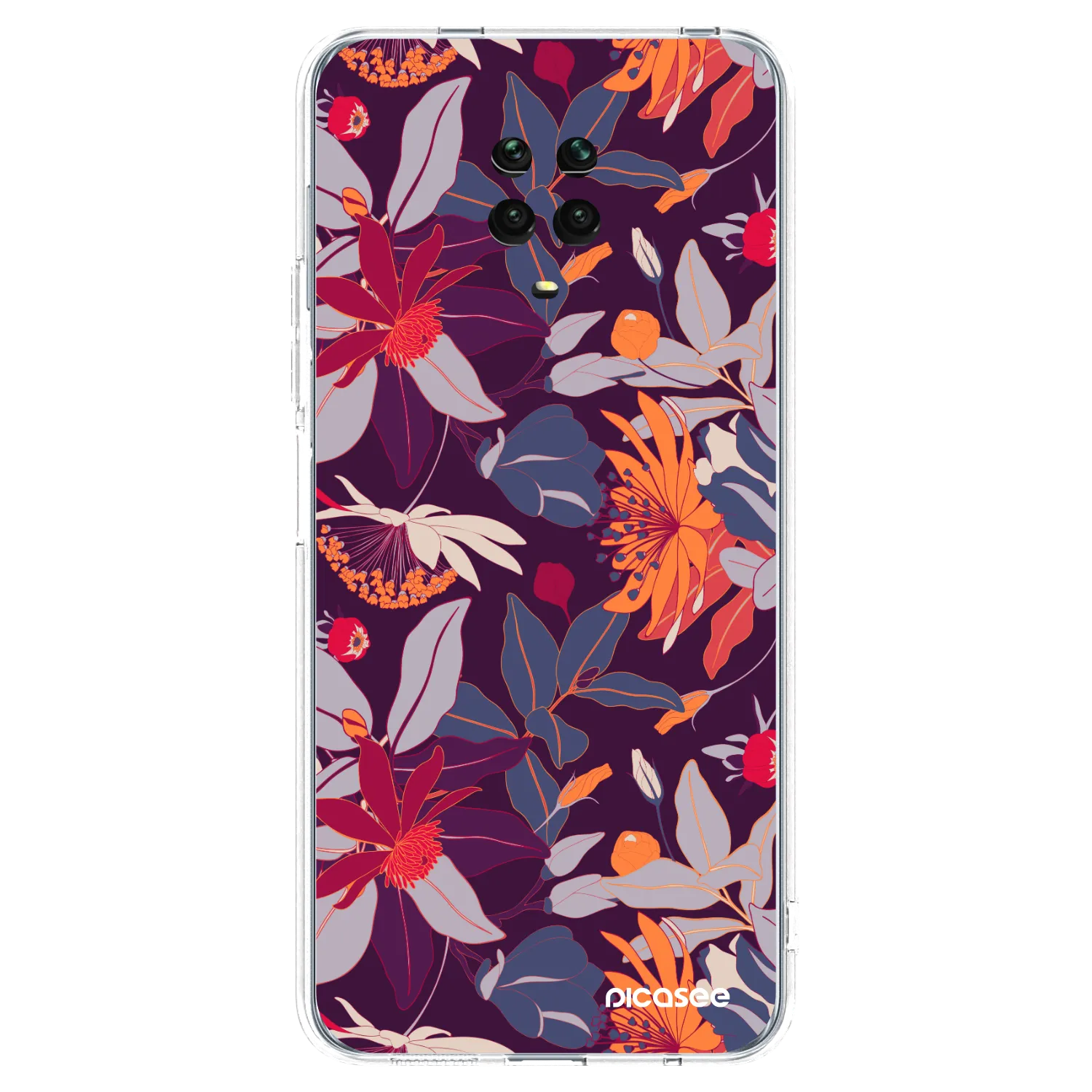 Picasee silikonowe przeźroczyste etui na Xiaomi Redmi Note 9 Pro - Purple Leaf