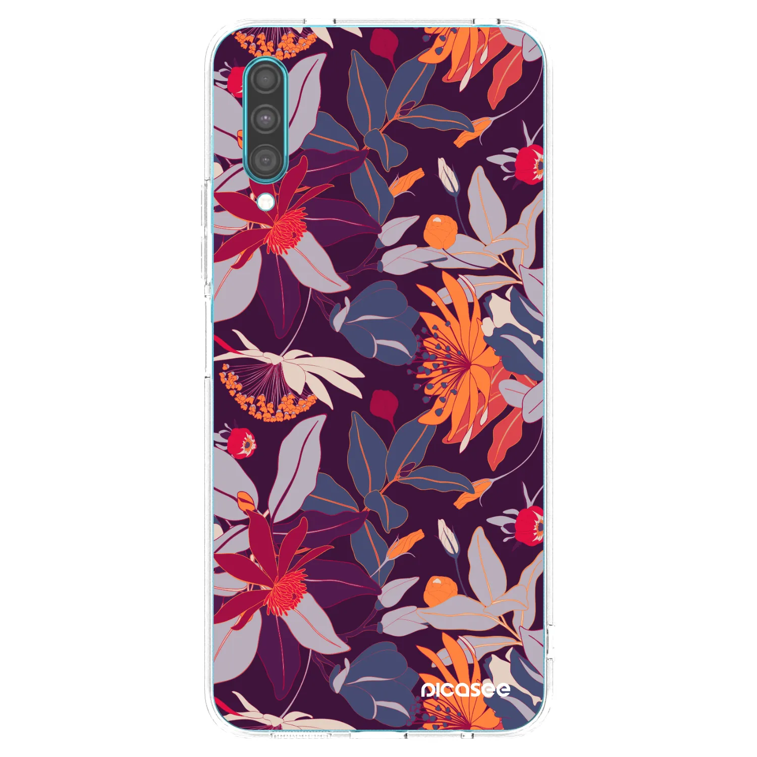 Picasee silikonowe przeźroczyste etui na Samsung Galaxy A30s A307F - Purple Leaf
