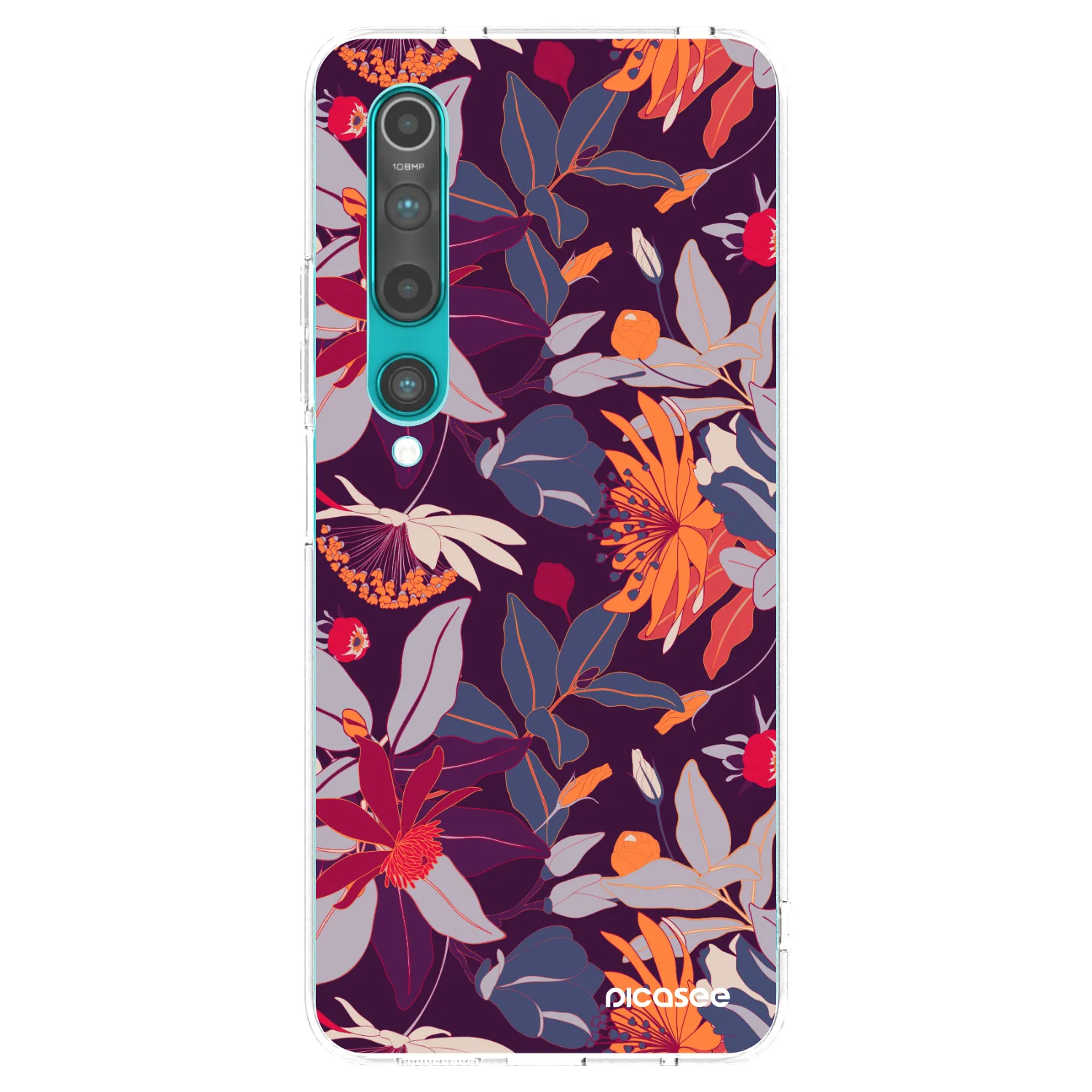 Picasee silikonowe przeźroczyste etui na Xiaomi Mi 10 - Purple Leaf