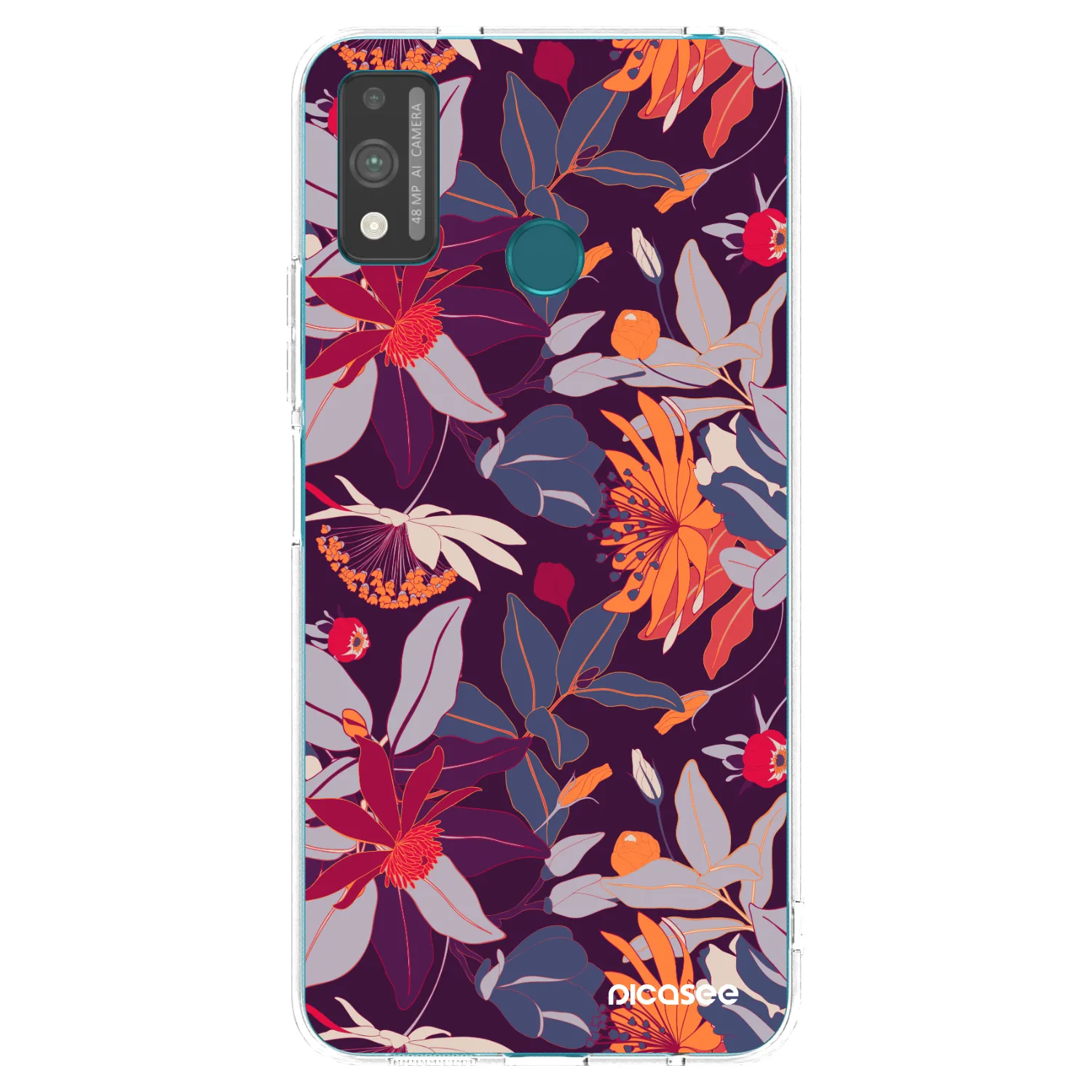 Picasee silikonowe przeźroczyste etui na Honor 9X Lite - Purple Leaf
