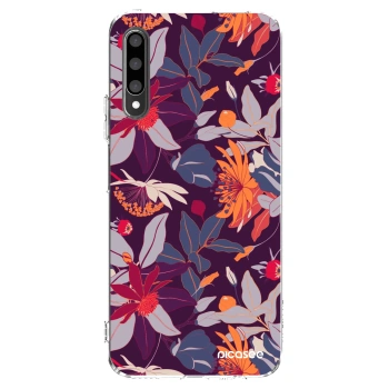 Picasee silikonowe przeźroczyste etui na Honor 9X Pro - Purple Leaf