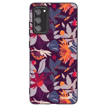 Picasee silikonowe czarne etui na Samsung Galaxy S20 FE - Purple Leaf