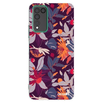 Picasee silikonowe przeźroczyste etui na Honor 10X Lite - Purple Leaf