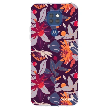 Picasee silikonowe przeźroczyste etui na Motorola Moto G9 Play - Purple Leaf