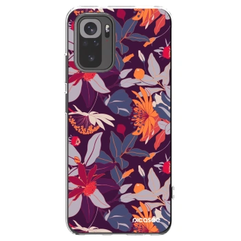 Picasee silikonowe przeźroczyste etui na Xiaomi Redmi Note 10 - Purple Leaf