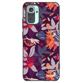Picasee silikonowe czarne etui na Xiaomi Redmi Note 10 Pro - Purple Leaf