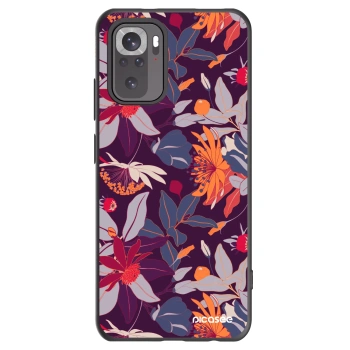 Picasee silikonowe czarne etui na Xiaomi Redmi Note 10S - Purple Leaf