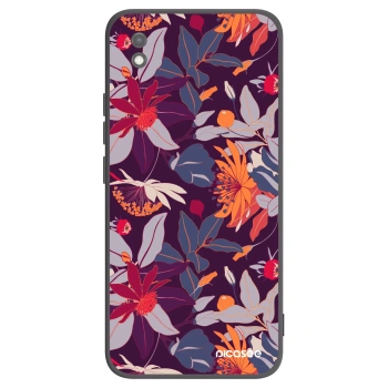 Picasee silikonowe czarne etui na Xiaomi Redmi 9AT - Purple Leaf