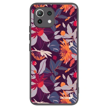 Picasee silikonowe czarne etui na Xiaomi Mi 11 Lite - Purple Leaf