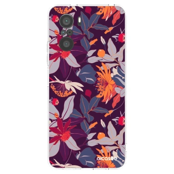 Picasee silikonowe przeźroczyste etui na Xiaomi Poco F3 - Purple Leaf