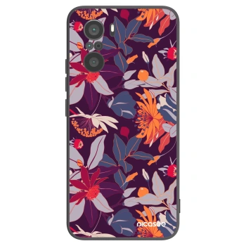 Picasee silikonowe czarne etui na Xiaomi Poco F3 - Purple Leaf