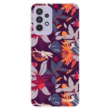 Picasee silikonowe przeźroczyste etui na Samsung Galaxy A32 4G SM-A325F - Purple Leaf