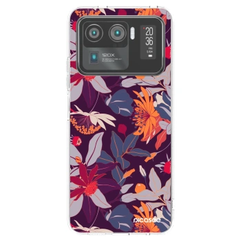 Picasee silikonowe przeźroczyste etui na Xiaomi Mi 11 Ultra - Purple Leaf
