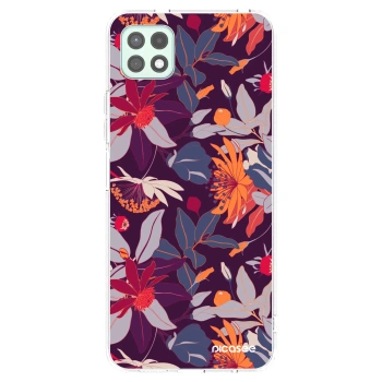 Picasee silikonowe przeźroczyste etui na Samsung Galaxy A22 A226B 5G - Purple Leaf