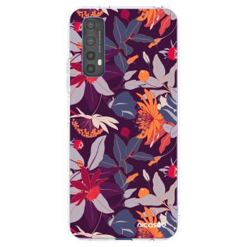 Picasee silikonowe przeźroczyste etui na Realme 7 - Purple Leaf