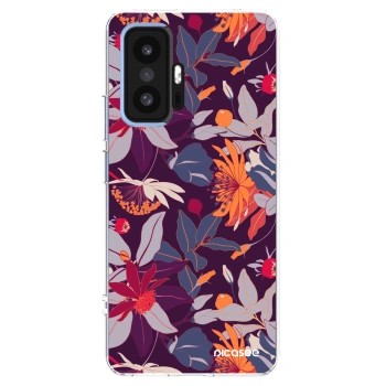 Picasee silikonowe przeźroczyste etui na Xiaomi 11T - Purple Leaf