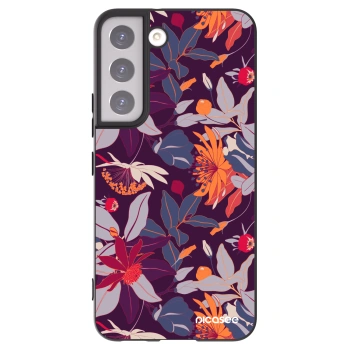 Picasee silikonowe czarne etui na Samsung Galaxy S22 5G - Purple Leaf