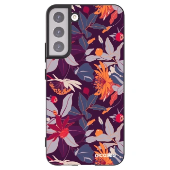 Picasee silikonowe czarne etui na Samsung Galaxy S22+ 5G - Purple Leaf