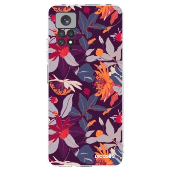 Picasee silikonowe przeźroczyste etui na Xiaomi Redmi Note 11S 4G - Purple Leaf
