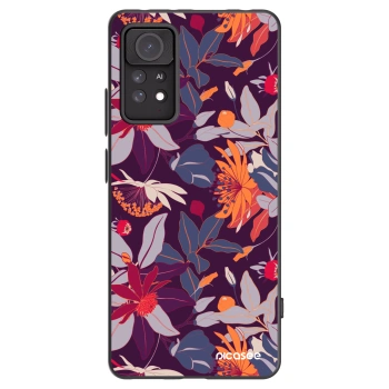 Picasee silikonowe czarne etui na Xiaomi Redmi Note 11 Pro 5G - Purple Leaf