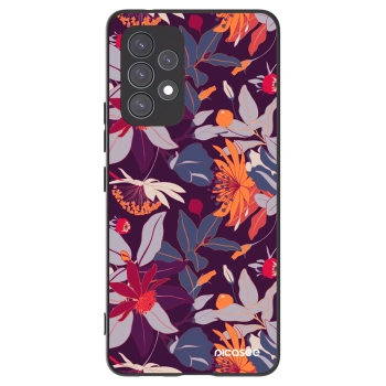 Picasee silikonowe czarne etui na Samsung Galaxy A53 5G A536 - Purple Leaf