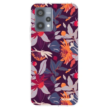 Picasee silikonowe przeźroczyste etui na Realme 9 Pro 5G - Purple Leaf