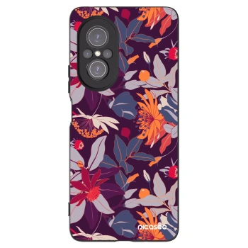 Picasee silikonowe czarne etui na Huawei Nova 9 SE - Purple Leaf
