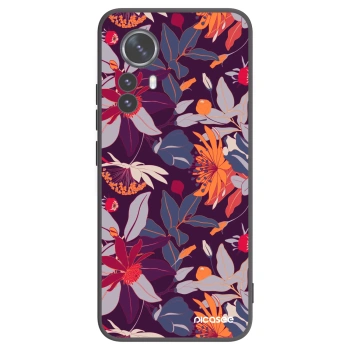 Picasee silikonowe czarne etui na Xiaomi 12 Pro - Purple Leaf