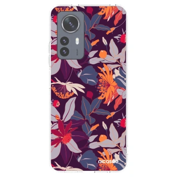 Picasee silikonowe przeźroczyste etui na Xiaomi 12 Pro - Purple Leaf