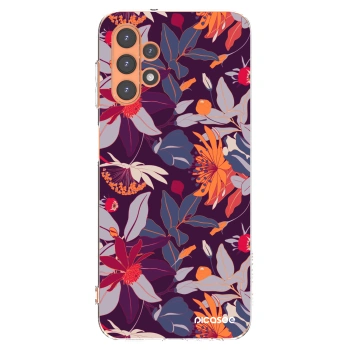 Picasee silikonowe przeźroczyste etui na Samsung Galaxy A13 4G A135 - Purple Leaf
