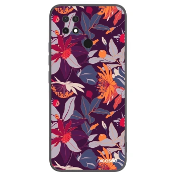 Picasee silikonowe czarne etui na Xiaomi Redmi 10C - Purple Leaf