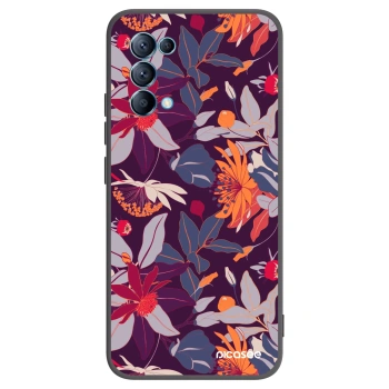 Picasee silikonowe czarne etui na OPPO Reno 5 5G - Purple Leaf