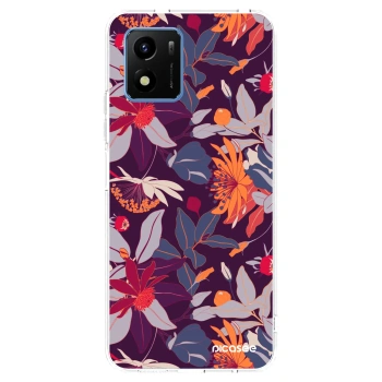 Picasee silikonowe przeźroczyste etui na Vivo Y01 - Purple Leaf