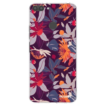 Picasee silikonowe przeźroczyste etui na Huawei P Smart - Purple Leaf