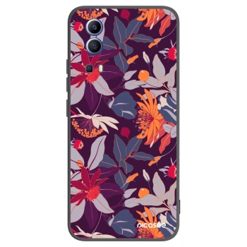 Picasee silikonowe czarne etui na Vivo Y52 5G - Purple Leaf