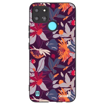 Picasee silikonowe czarne etui na Realme C21Y - Purple Leaf