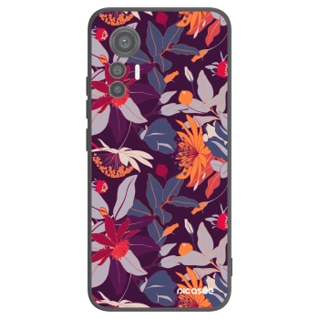 Picasee silikonowe czarne etui na Xiaomi 12 Lite - Purple Leaf